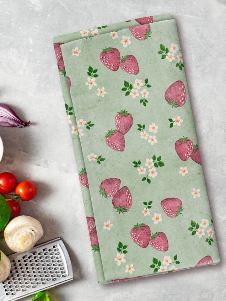 Tea Towel - Strawberry Fields - 19 x 27" for wholesale by Roxy Lane Design