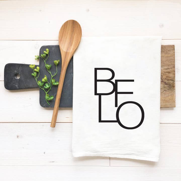 Buffalo Tea Towel - Connected Font for wholesale by Perfect Day Print Co