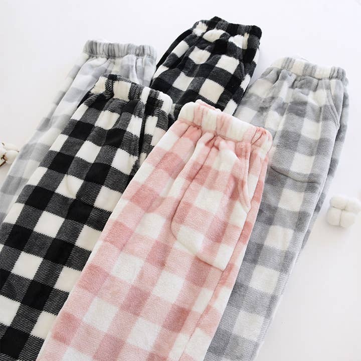 Rosa Clothing - Wholesale Pants - Women's - Winter plaid print flannel fleece lounge pants 12 colors7