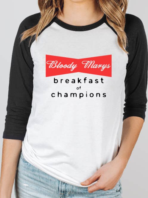 Camiseta Raglán Bloody Mary -- Desayuno de Campeones para venta al por mayor de Pine & Fiber Co.