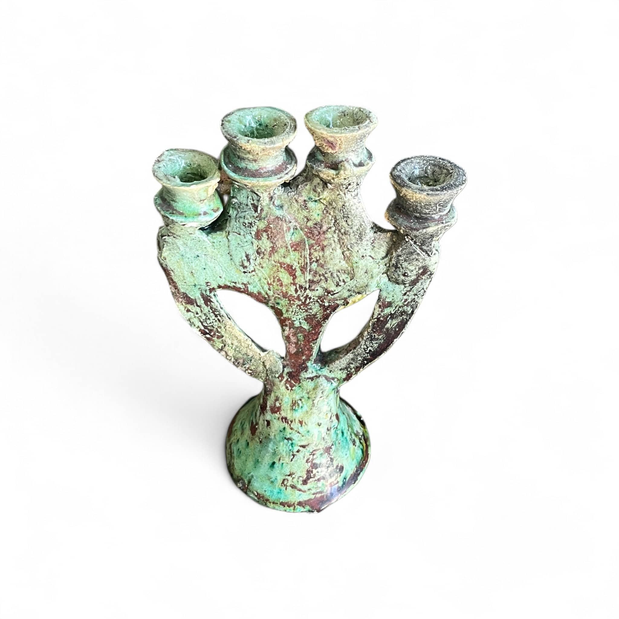 Moroccantastics - Wholesale Candle Holder - Tamegroute Four-Arm Candelabra – Green Glaze4