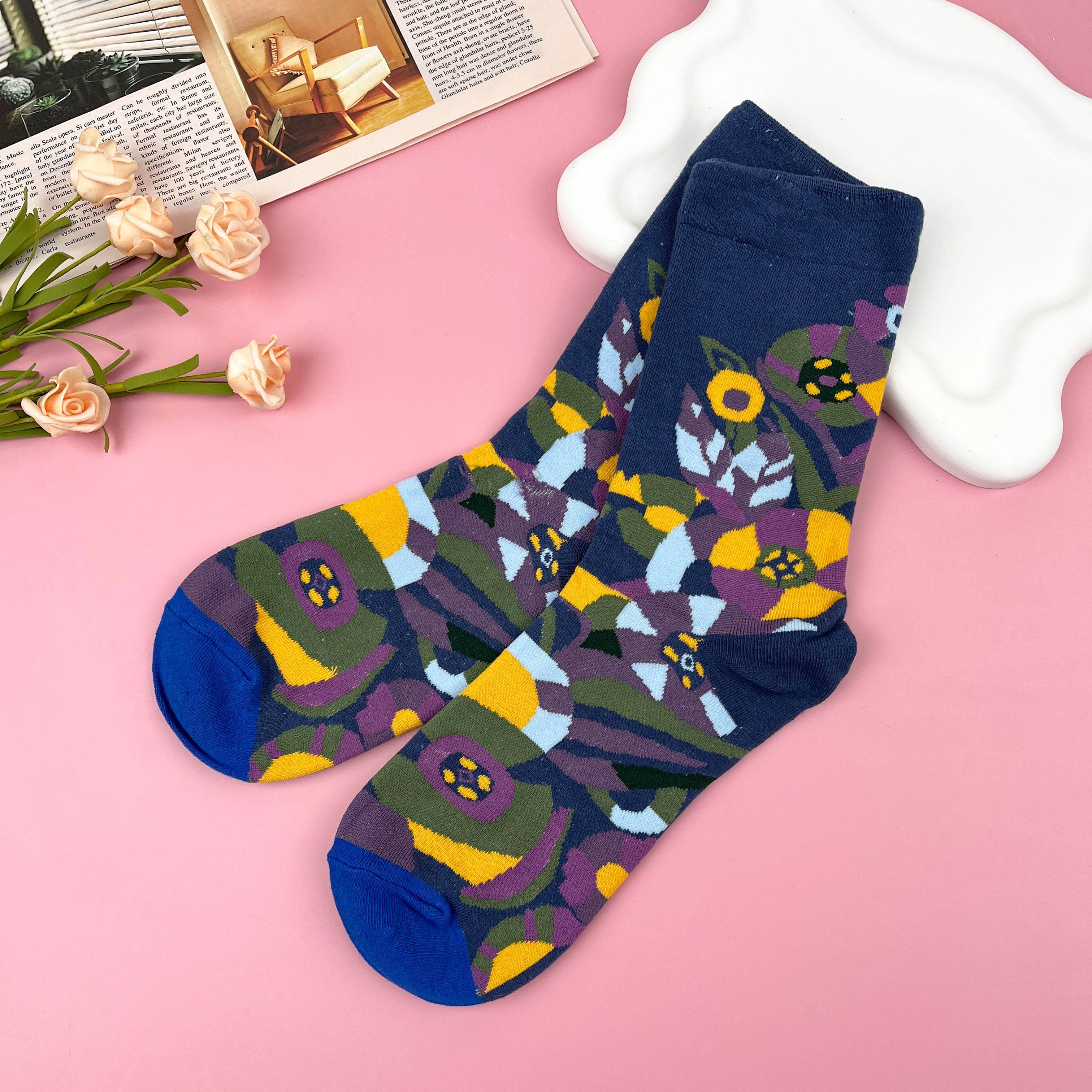 mildstyles - Wholesale Socks - Women's - Vintage Artistic Abstract Oil Painting Mid-Calf Socks1