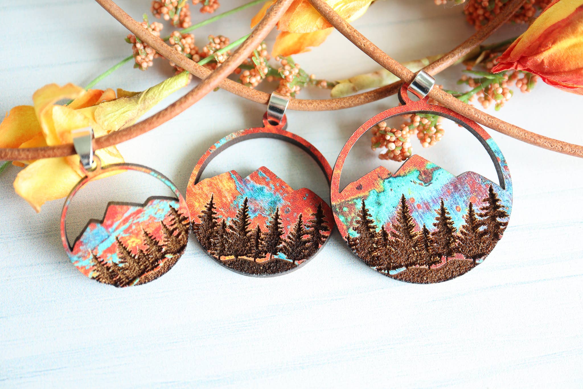 Nine Mile Creative - Wholesale Pendant/Charm Necklace - Copper Mountain Wood Pendant Adjustable Necklace9