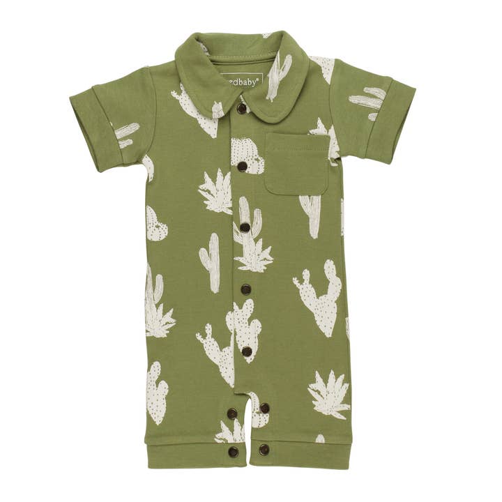 Sage Cactus | Organic S/Sleeve Coverall for wholesale by L'ovedbaby