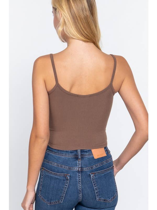 Active Basic | Active USA - Wholesale Camisole - Women's - Sweetheart Neck Heavy Rib Knit Cami Top