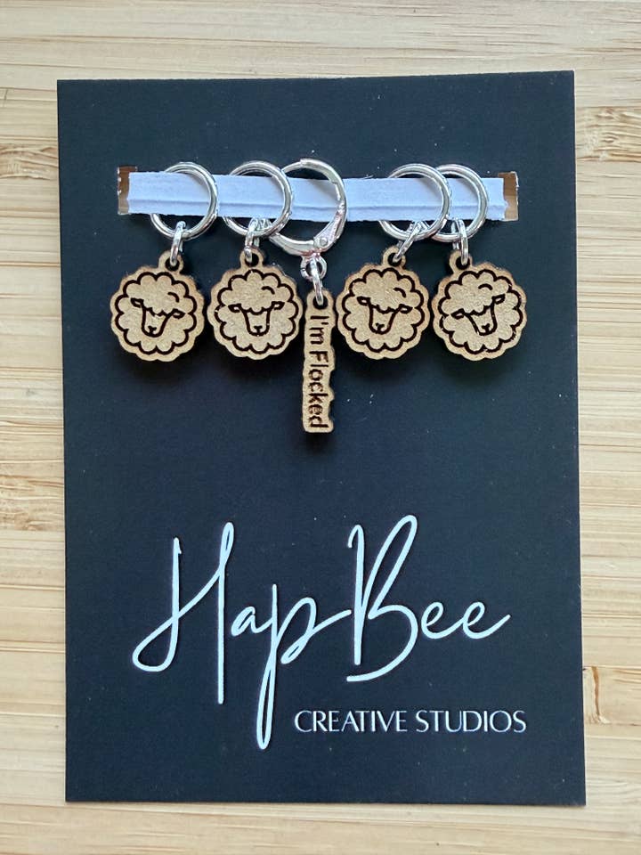 I'M FLOCKED Stitch Marker set for wholesale by HapBee Creative Studios