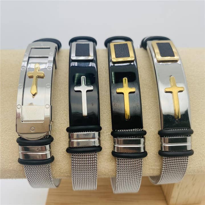 Mio Queena - Vente Bracelet jonc - Bracelet croix ajustable en titane2