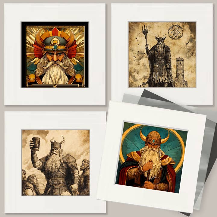 Mowbi - Wholesale Art Print - Rustic Nordic Folk Art - Odin the Norse God Wall Art Prints – 8″x10″ Artwork for 11″x14″ Frame2
