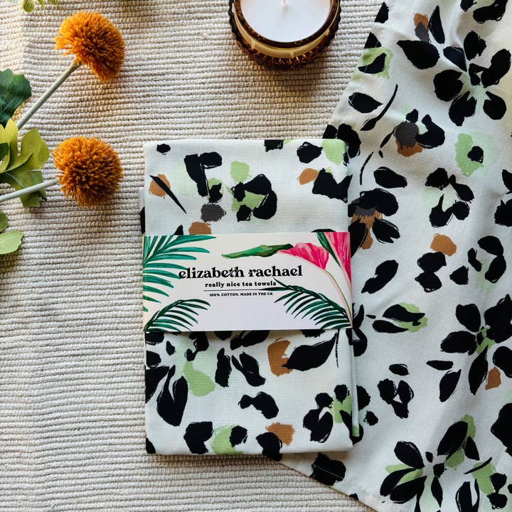 Elizabeth Rachael – wholesale Tea towel – Luxury Tea Towel Leopard Print, 100% Cotton Dish Towel