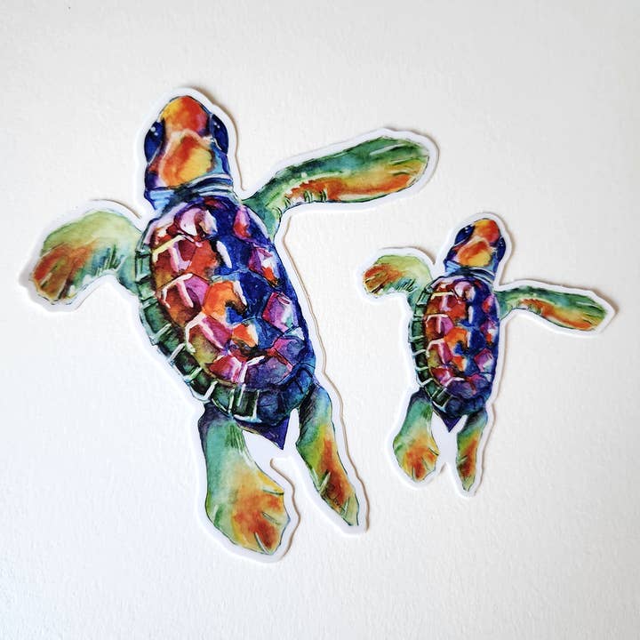 Rainbow Turtle Vinyl Weatherproof Sticker for wholesale by RJonesArtist