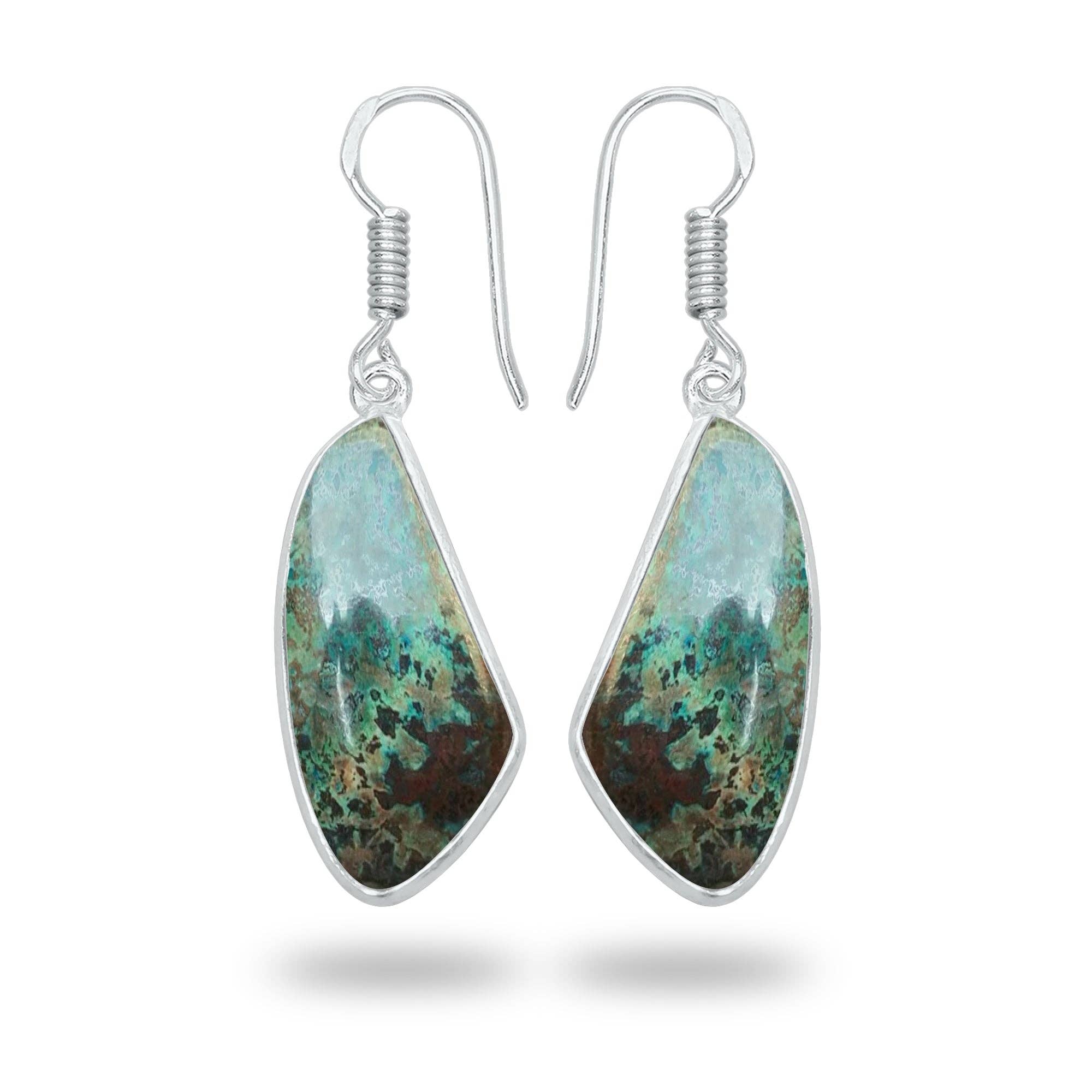 Handmade Jewels – wholesale Dangle earrings – Azurite Earrings – Silver-Plated Bezel, Artisan | Made to Order10