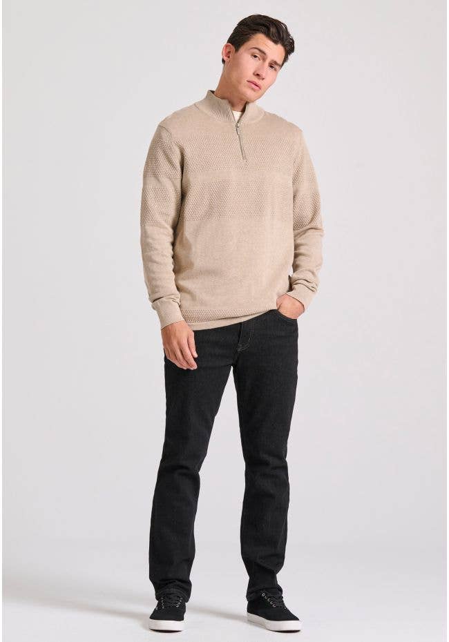 Funky Buddha - Vendita all'ingrosso Maglione tricot - Uomo - Pullover da uomo con mezza zip e motivo a cialda8