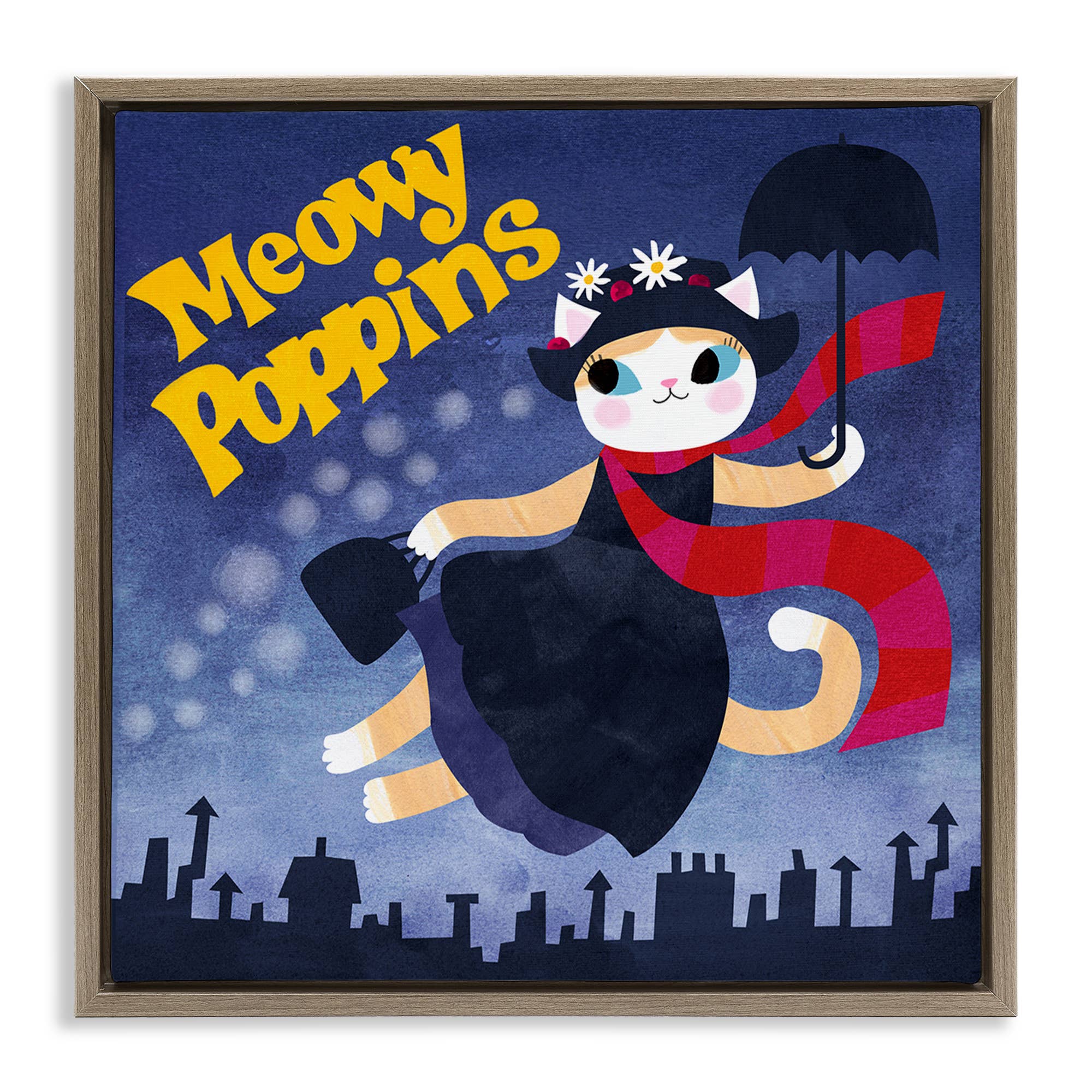 Stupell Industries - Wholesale Wall Sign - Meowy Poppins Cat Parody - Framed Wall Art23