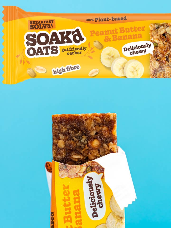 Pack of Peanut Butter & Banana Oat Bars (x16) for wholesale by SOAK'd OATS