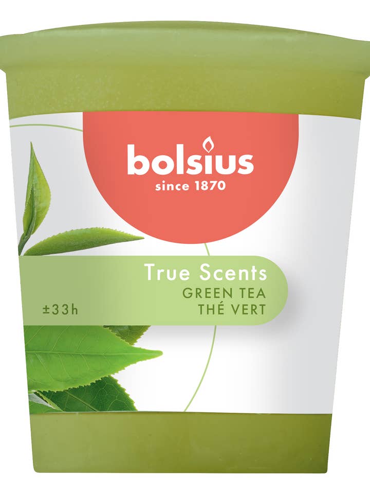 True Scents Votive Rond 53/45 Doos 12 Stuks Green Tea voor wholesale door Sfeerpunt