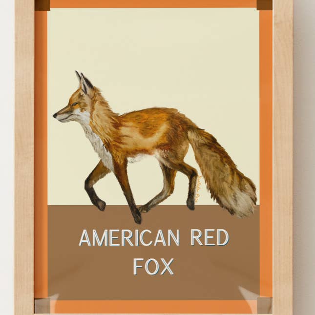 Plakat - Ræv på Orange for engroshandel hos Goose and Willow