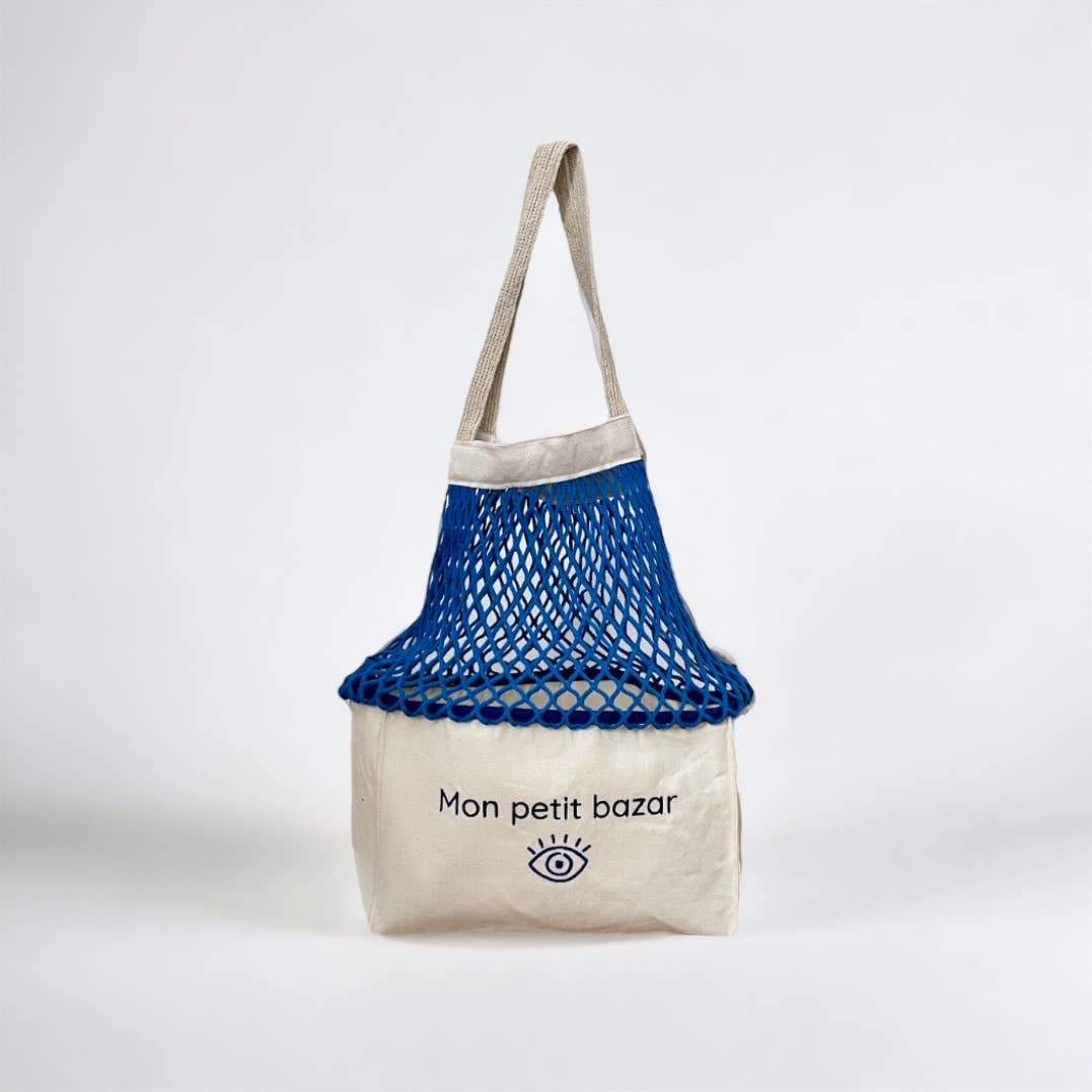 SHOPPINETTE - Wholesale Grocery/Shopping Bag - “Mon petit bazar” embroidered mesh bag3