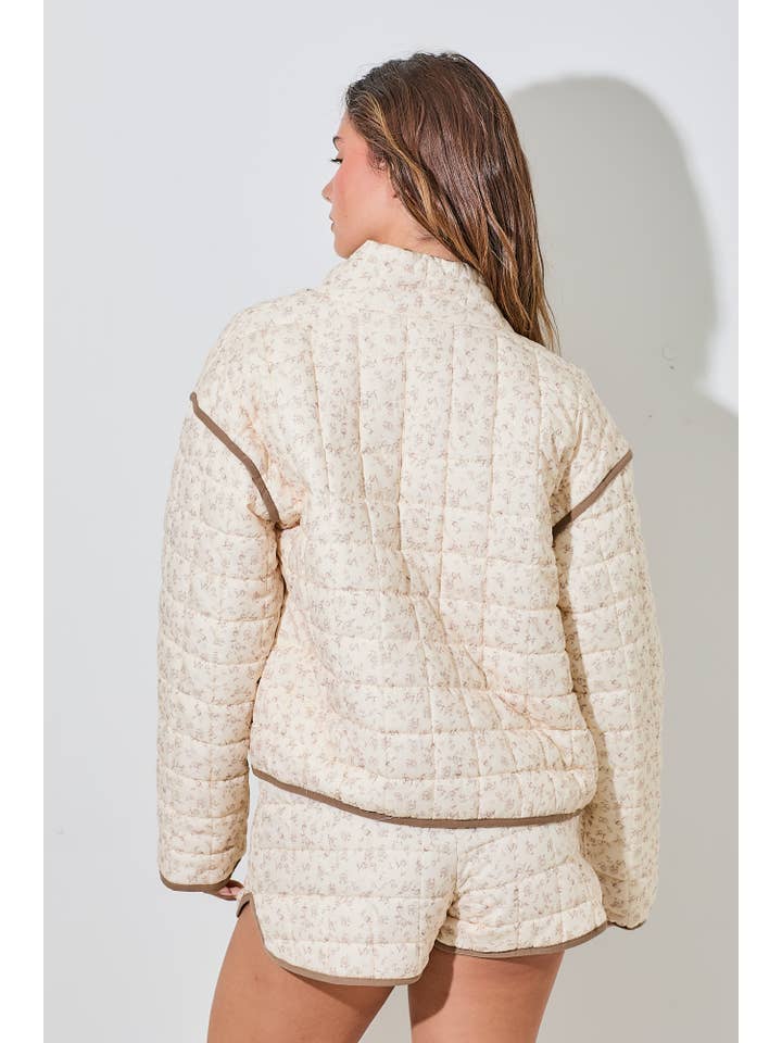 Baevely by Wellmade USA - Wholesale Puffer Jacket - Women's - FLORAL PRINTED JACKET
