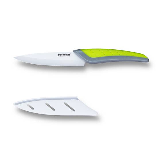 Peterson Housewares & Artwares - Wholesale Kitchen/Utility Knife - Ceramic Knife: Green+Grey Soft Handle; White Ceramic - 6''0