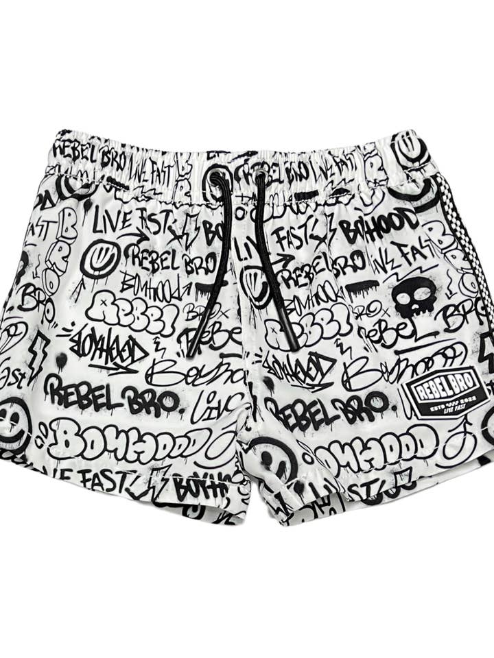 Hybrid Swim Trunks in Urban Drip for wholesale by Rebel Bro