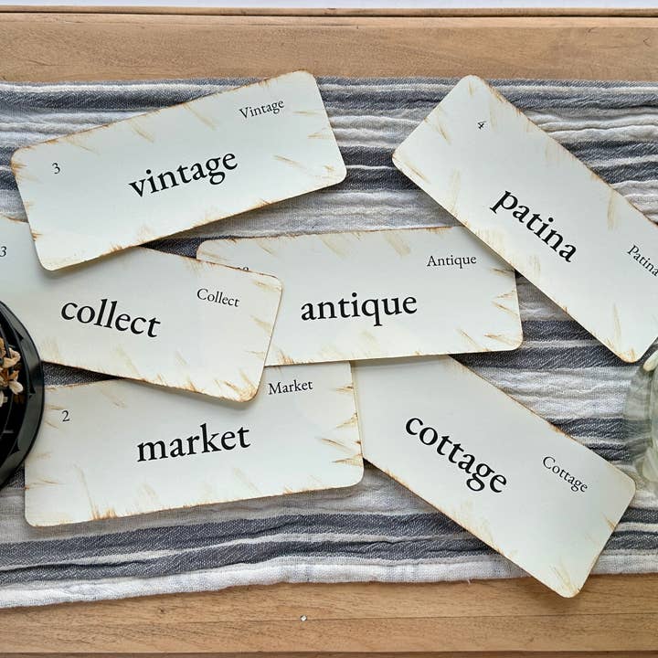 Handmade Vintage Inspired Cottage Flashcards for wholesale by Joy Grace Home Designs