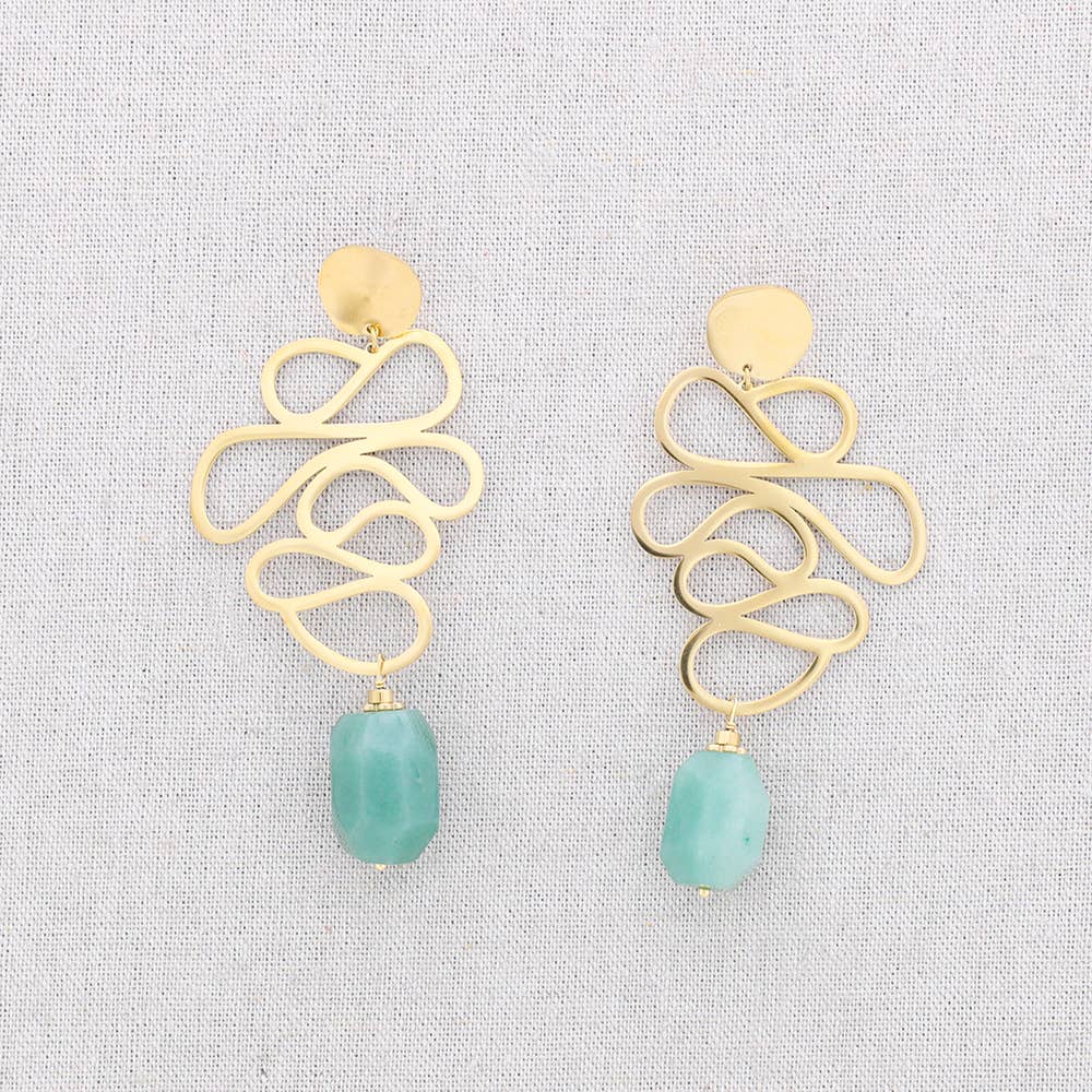 Sonata - Wholesale Snap Jewelry - Filigree Stone Steel Earrings1