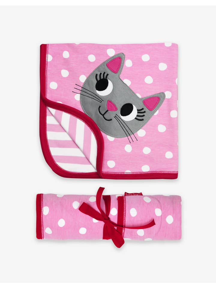 Toby Tiger - Wholesale Receiving Blanket - Baby - Organic Cat Applique Blanket
