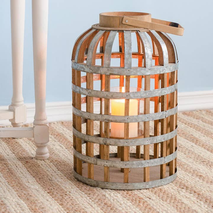 11.4x11.4x22.4" Shanghai Lantern, Large - Silver/Brown and other Purchase Wholesale silver lanterns. Free Returns & Net 60 Terms on Faire trending on Faire.