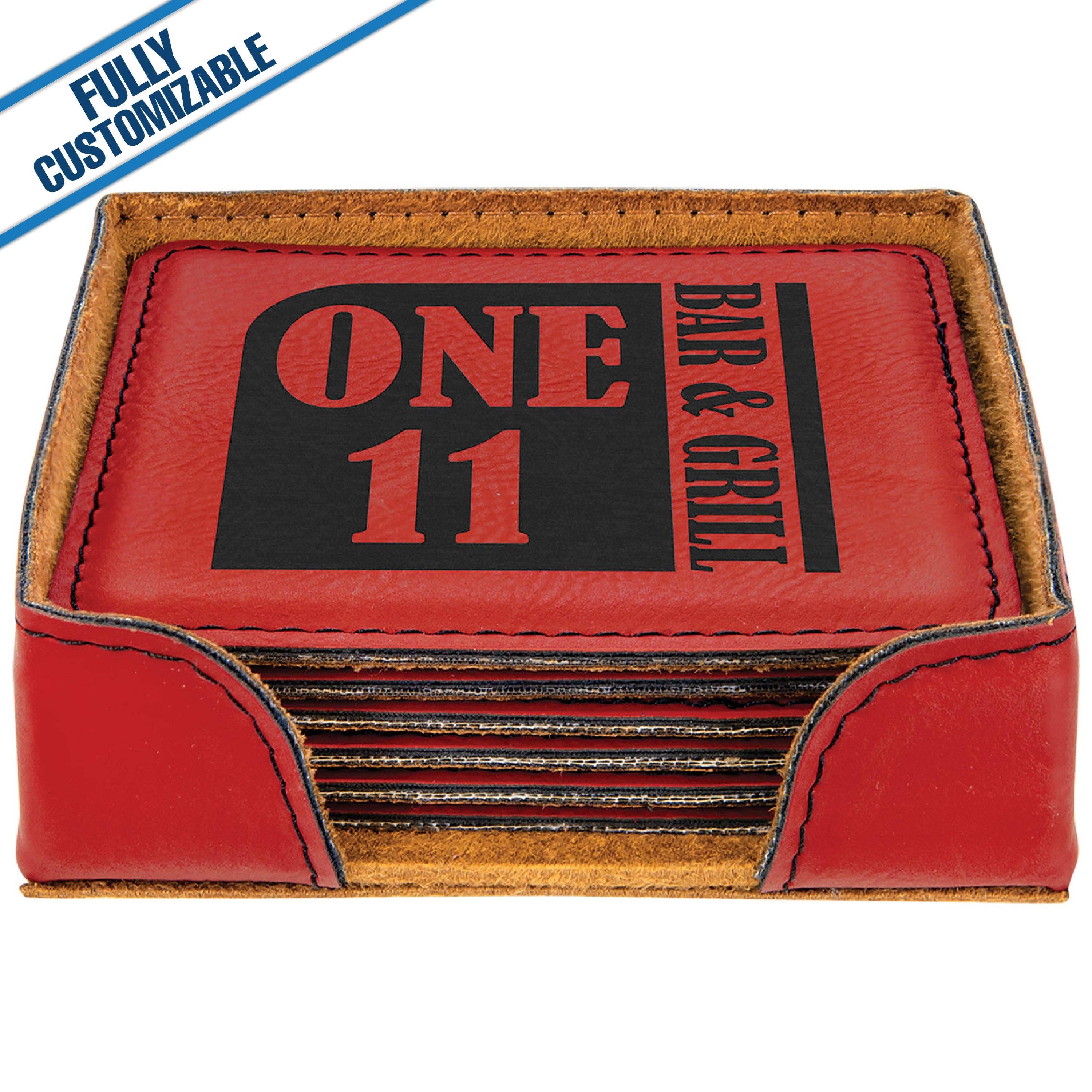 GiftWorksPlus - Wholesale Coasters - Engraved Leatherette Square Coasters - Fully Customizable27