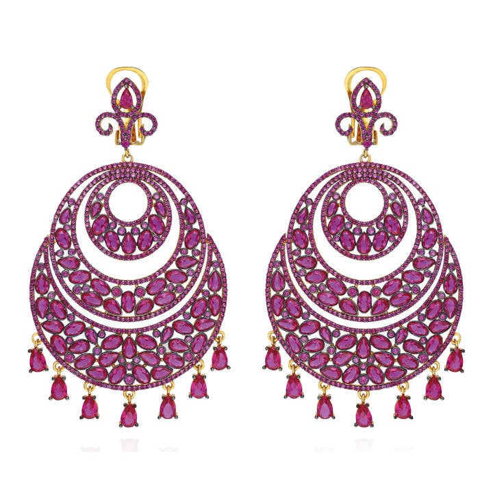 Orecchini pendenti a forma di lampadario - rosso per la vendita all'ingrosso da parte di JCM London