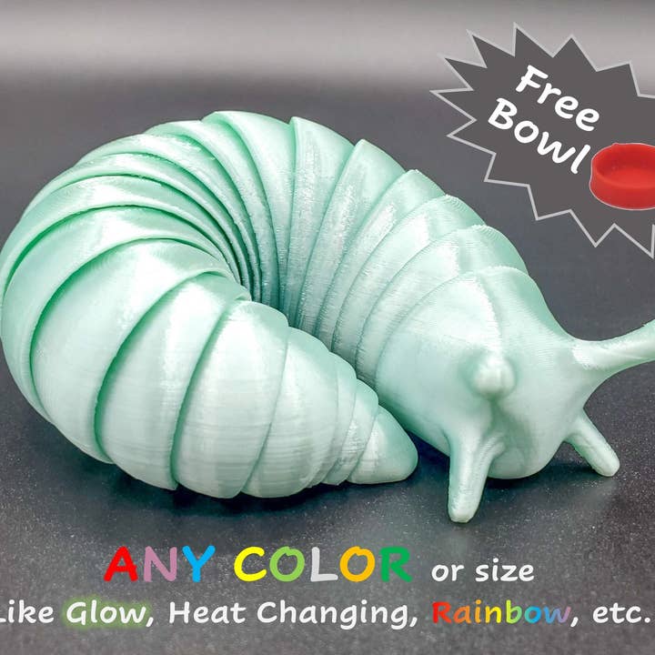 Fidget Slug AND BOWL Articulating Flexible Stim Toy for wholesale by Clever Contraptions