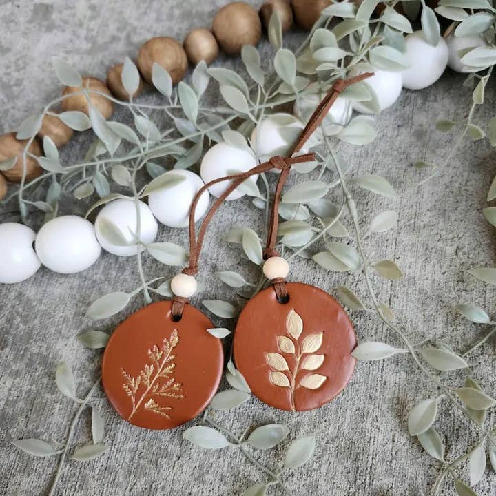 All the Things MN - Wholesale Ornament Set - Handmade Terracotta Christmas Ornament Set: Botanical Gold2