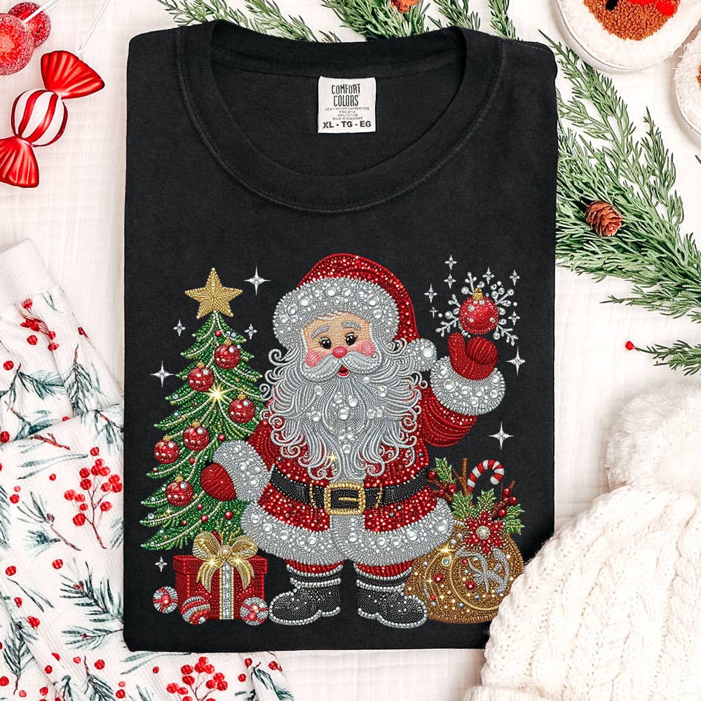 Trendy Transfers - Wholesale Sublimation Transfer - Faux Rhinestone Santa Claus DTF Heat Transfer0