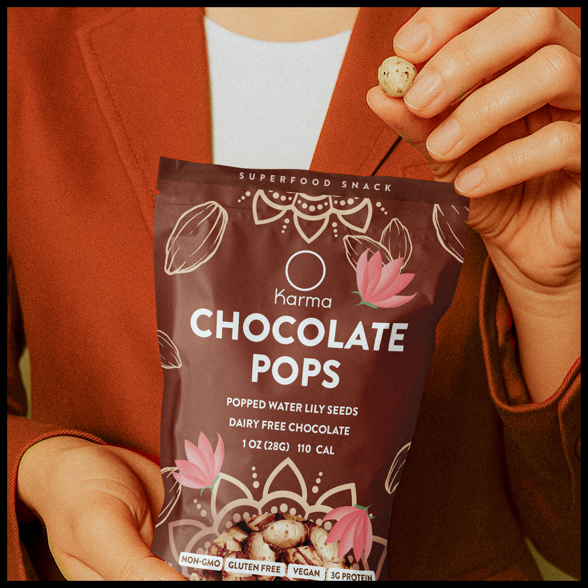 Karma Wellness Kitchen - Vente Friandises enrobées de chocolat - Graines de nénuphar soufflées - Chocolat - En-cas6