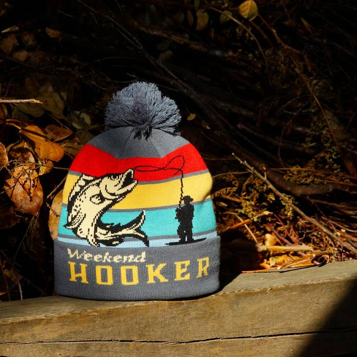 Northern Icons Creations INC - Wholesale Beanie - Unisex - Weekend Fishing Hook Beanie Knit Winter Hat with Pom Pom for Outdoor Anglers2