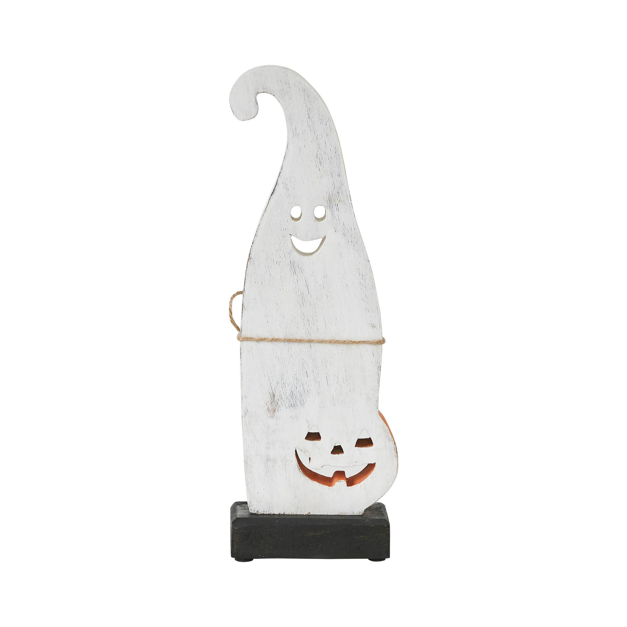 VHC Brands - Vente Décorations de table - Figurine décorative fantaisiste en bois de citrouille Jack O Lantern fantôme pour table, accent festif d'automne pour Halloween, 12,5 pouces4