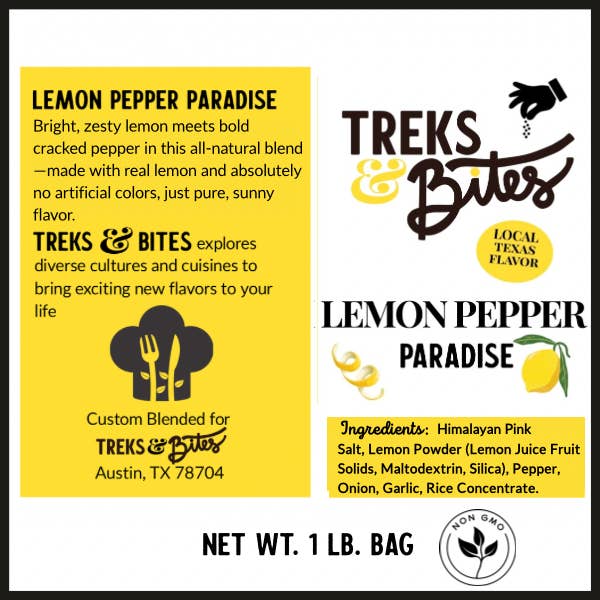 Sacs de 1 lb de Paradis au Poivre Citronné pour Service Alimentaire et Département de Viande. pour la vente par Treks & Bites