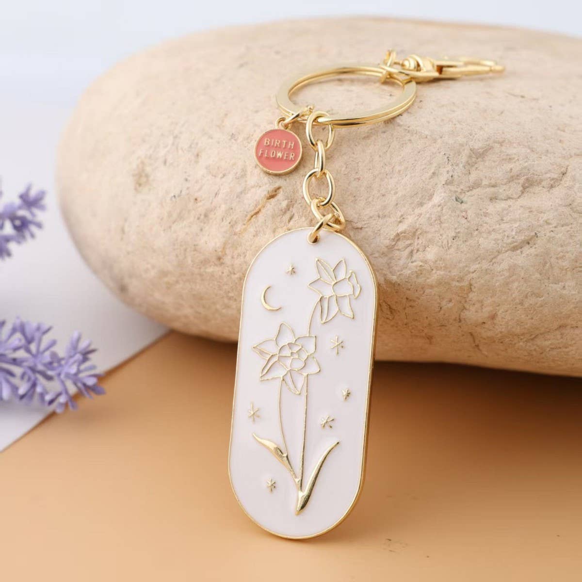 ACCITY - Wholesale Keychain - Women's - Botanical Enamel Keychain with Birth Flower_CWMM98382