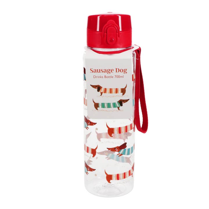 Rex London UK - Wholesale Water Bottle - Drinks bottle with push button lid 700ml - Sausage Dog