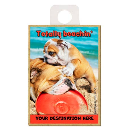 Bulldog and Son in Sand - Frigorifero completamente in legno magne per la vendita all'ingrosso da parte di SJT Enterprises, Inc.