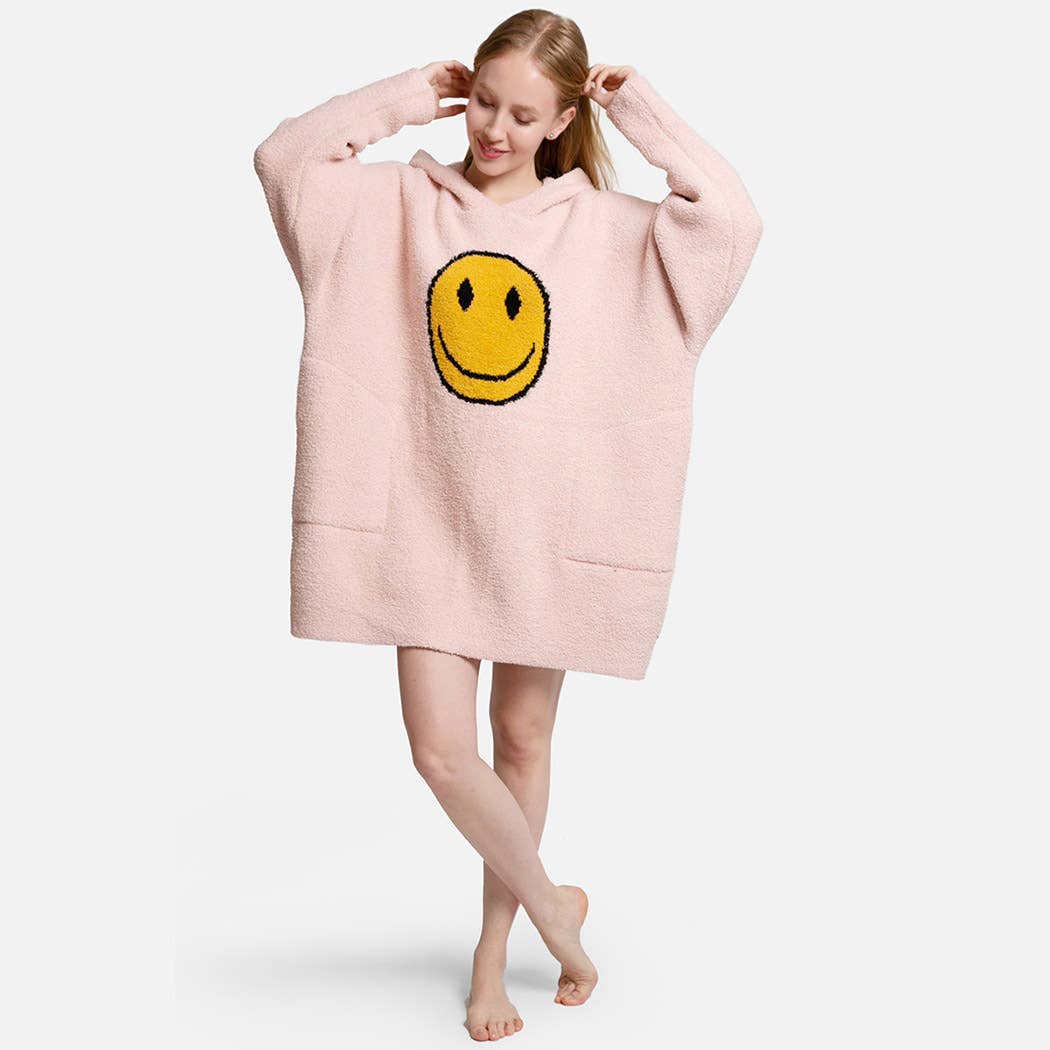 Fashion City - Wholesale Hoodie - Women's - Hooded Happy Face Snuggie with Pocket15