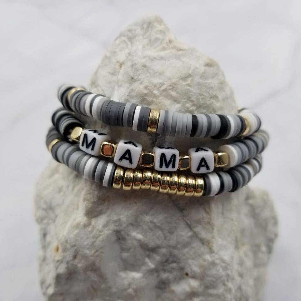 The Pretty Jewellery - Venta al por mayor Juegos de joyas - Set de 3 pulseras Heishi grises MAMA0