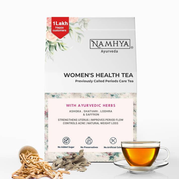 Thé pour l'équilibre hormonal des femmes | Mélange ayurvédique pour le SOPK, le soulagement menstruel et des règles sans douleur | 50 sachets de thé | Siroter - Équilibrer - S'épanouir pour la vente par Namhya Ayurveda