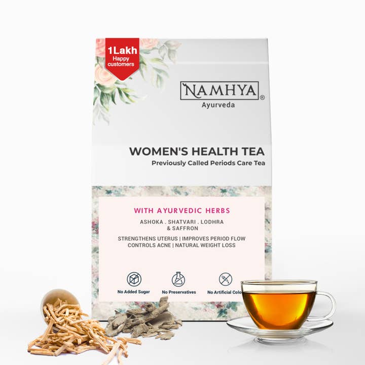 Namhya Ayurveda – wholesale Hälsoté/Detoxté – Kvinnors hormonbalanste | Ayurvedisk blandning för PCOS, menstruationslindring & smärtfria menstruationer | 50 tepåsar | Sippa - Balansera - Blomstra