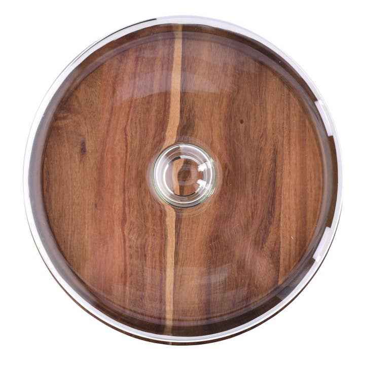 DUKA - Wholesale Platter - 11.4-Inch Acacia Platter With Glass Cover with Serving Set3