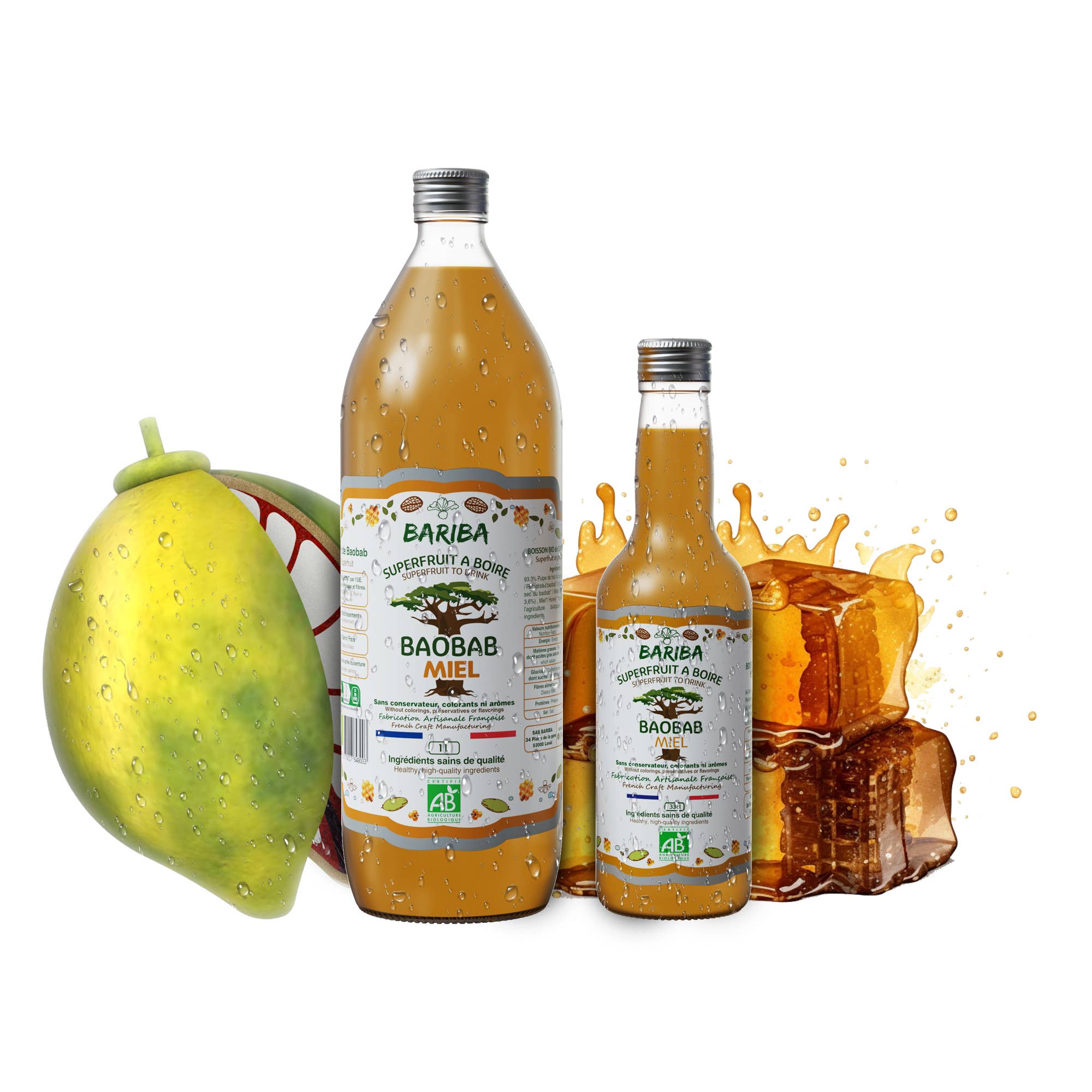BARIBA - BOISSONS & COMPLEMENTS ALIMENTAIRES BIO - Wholesale Fruit Juice - NATURAL ORGANIC FRUIT JUICE BAOBAB HONEY 1L DEPOSIT 2