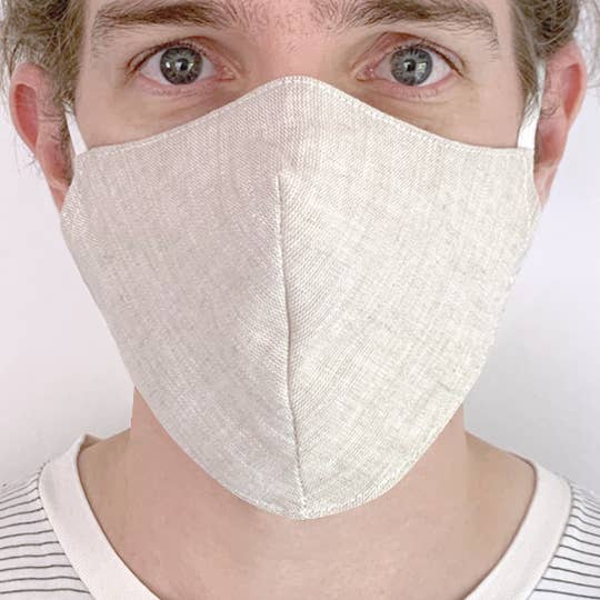 Beige Leinen-Gesichtsmaske mit Filtertasche für den Großhandel von Tina + Jo