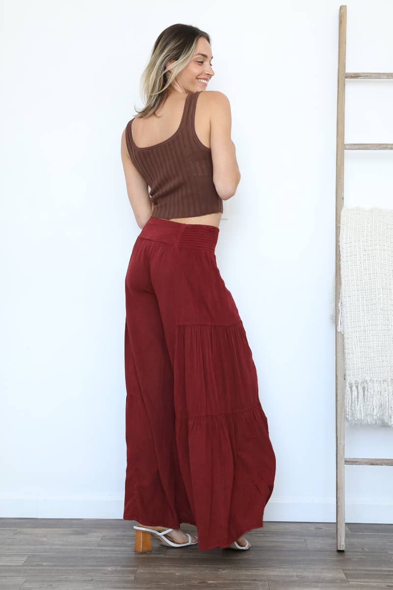 ANGIE - Wholesale Pants - Women's - B3690-ASIS WIDE LEG PANTS WITH V YOKE WAIST BAND16