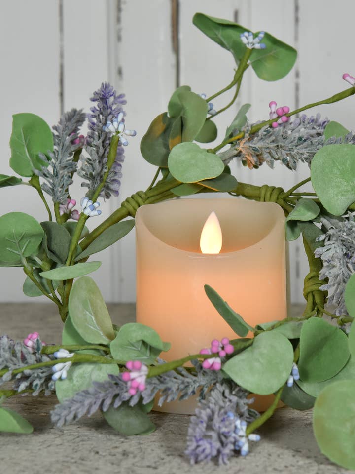 Lavendar Eucalyptus 4.5in Candle Ring for wholesale by Wholesale Home Decor