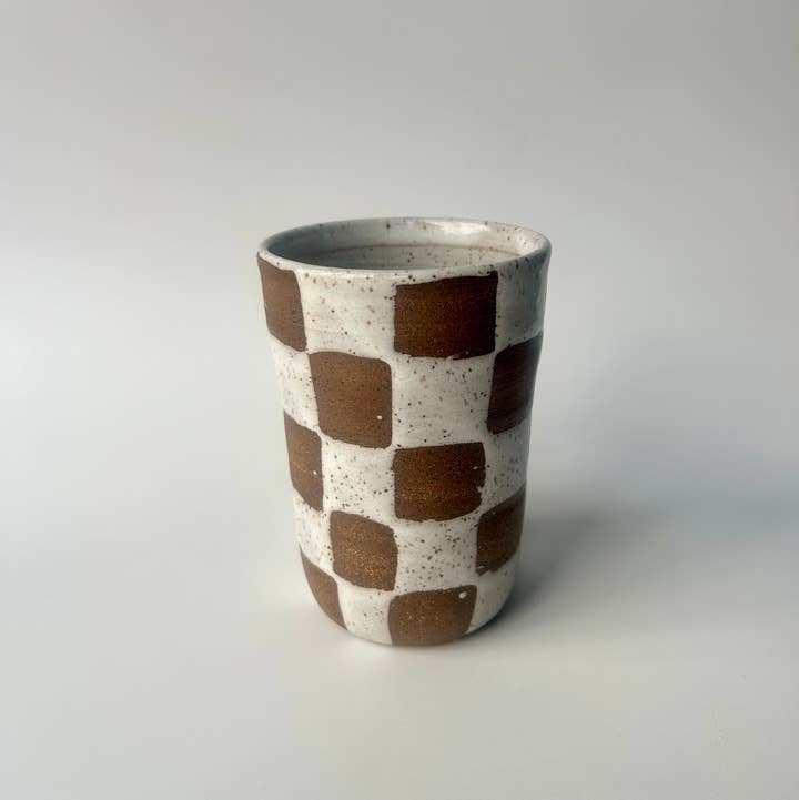 Sarah Mennell Ceramics - Wholesale Drinking Glass/Cup - Handmade Ceramic Tumbler – Checkerboard1